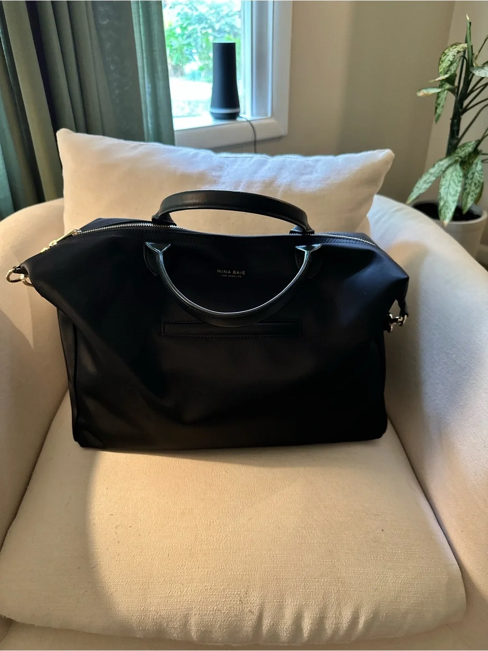 Mina Baie Emmy Full in Black Nylon w Gold Hardware